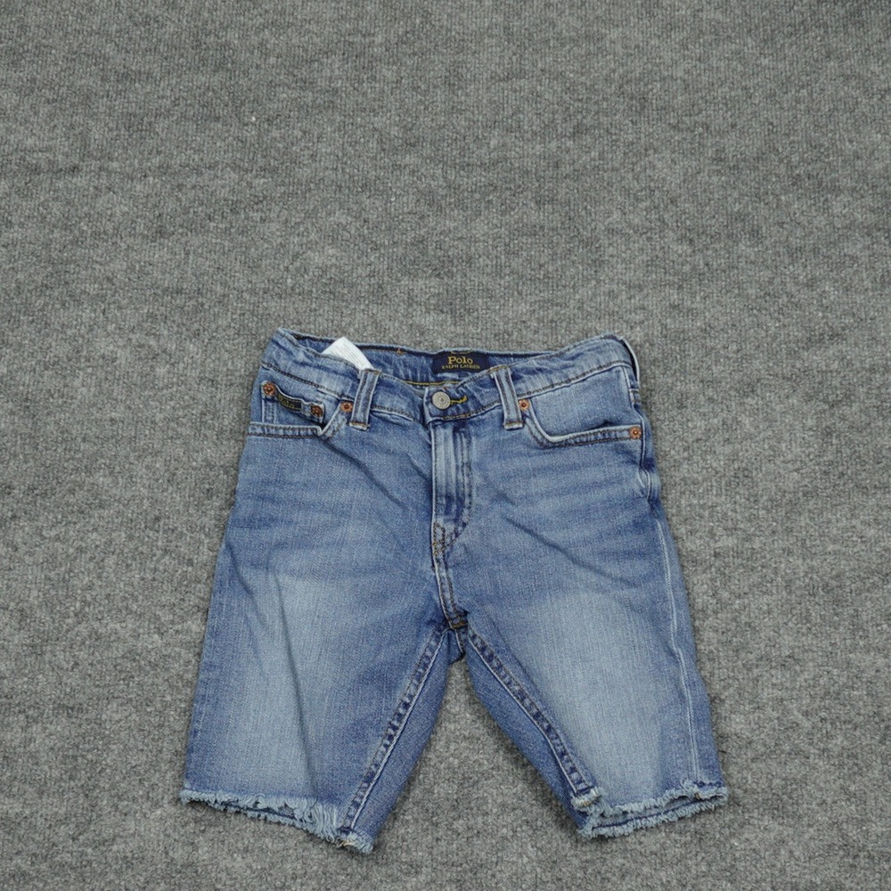 Polo Ralph Lauren Shorts Boys Size 7 Blue Denim Raw Hem Stretch Casual Summer
